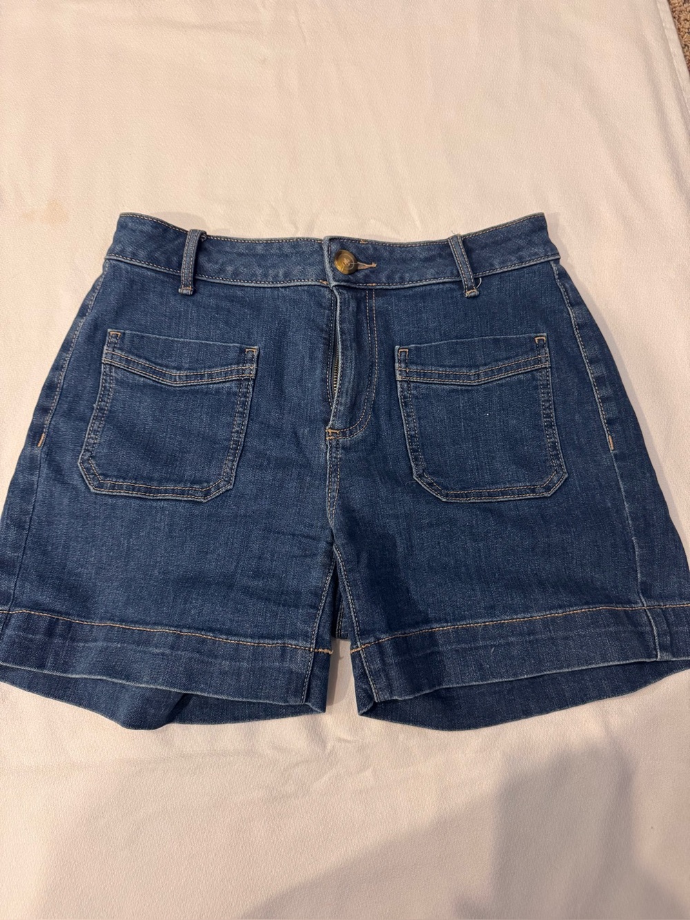 Simply Vera Vera Wang Dark Blue Denim Patch-Pocket Shorts Size 4